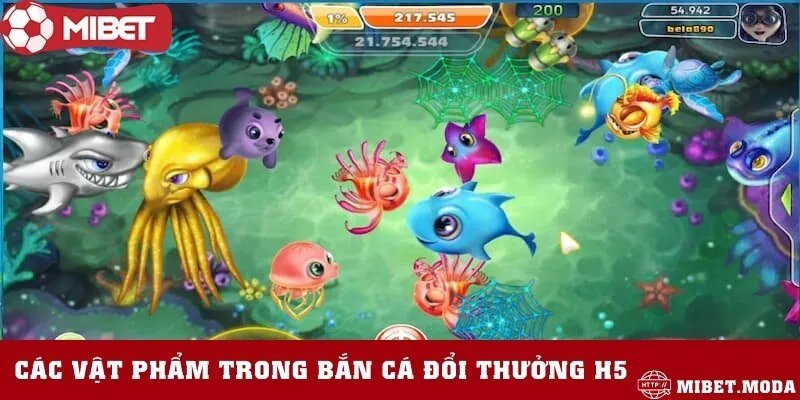 Các loại vũ khí và vật phẩm được cung cấp trong nền tảng bắn cá
