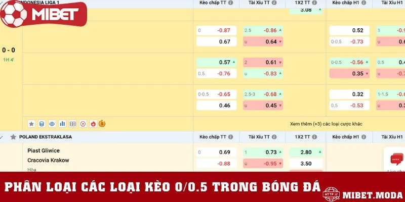 3 loại kèo 0/0.5 mà người chơi thường gặp